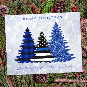 Budget Police Christmas Blue Line Plaid Glitter