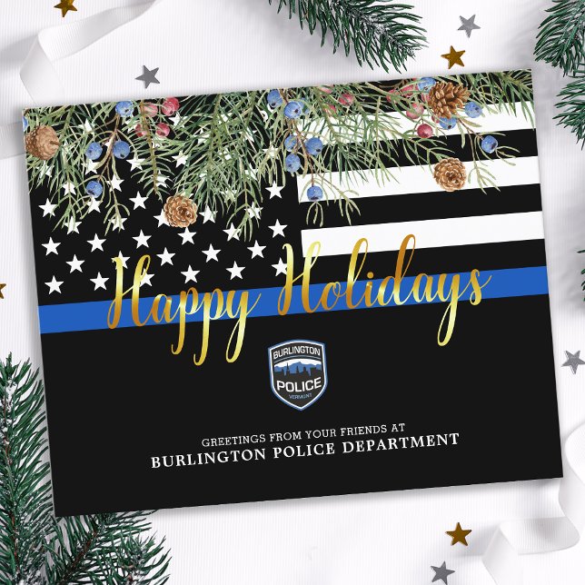 Budget Police Christmas Thin Blue Line Cards (Creator Uploaded)