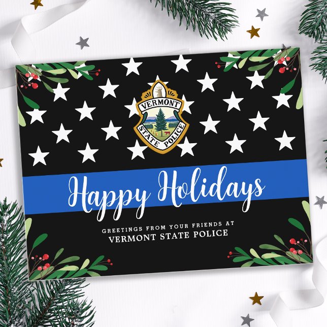 Budget Police Department Christmas Thin Blue Line Postcard (Creator Uploaded)