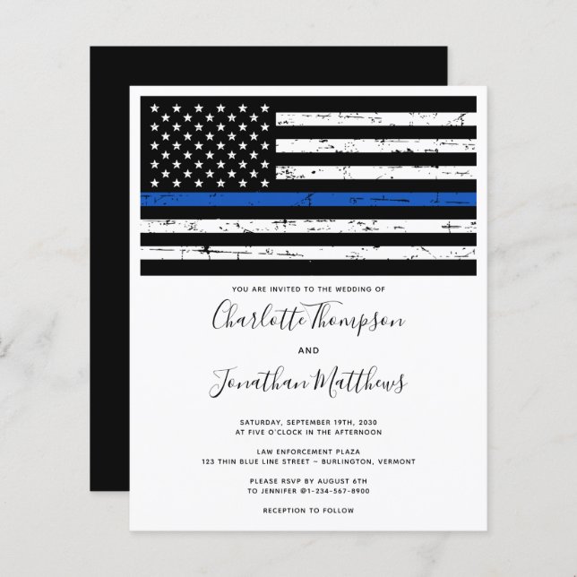 Budget Police Law Enforcement Wedding Invitation (Front/Back)