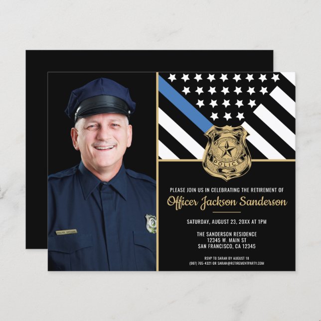 Budget Police Photo Retirement Invitation (Front/Back)