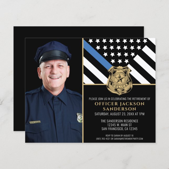 Budget Police Photo Retirement Party Invitation (Front/Back)