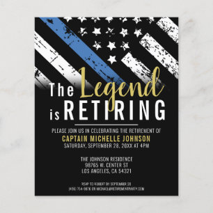 Budget Police Retirement Thin Blue Line Invitation