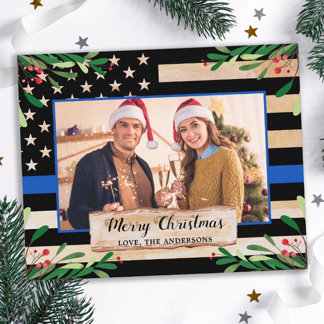  Budget Police Thin Blue Line USA Flag Christmas (Creator Uploaded)