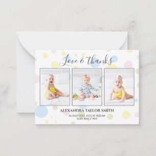  Budget polka dots Photo Baby Thank You Card