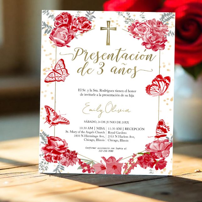  Budget Presentación 3 años Spanish Invitation (Creator Uploaded)