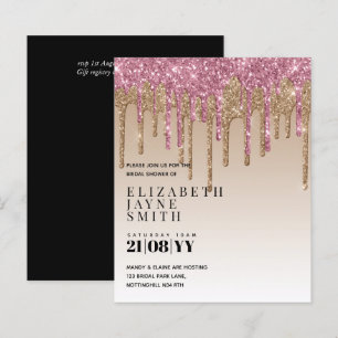 BUDGET Pretty Girly Bridal Shower Invites Glitter