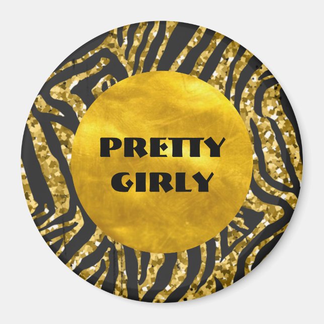 Budget Pretty Girly Faux Gold Glitter Foil Glam Magnet (Front)