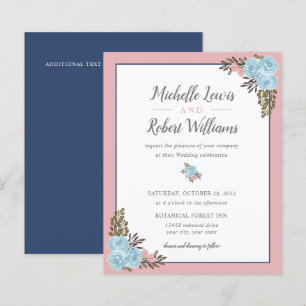 BUDGET Pretty Navy Blue Pink Floral wedding