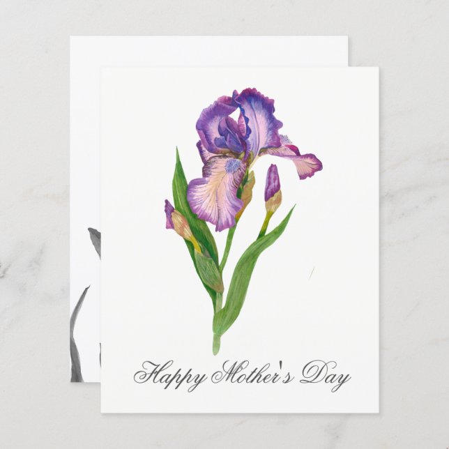 Budget Pretty Watercolor Florals Mothers Day Card (Front/Back)