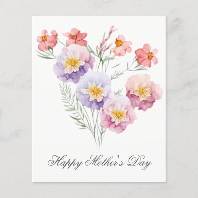 Budget Pretty Watercolor Florals Mothers Day Card (Front)