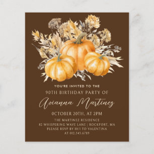 BUDGET PRICED 90th Birthday Rustic Boho Pumpkin