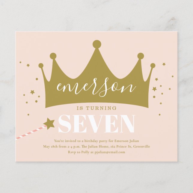 Budget Princess Pink Birthday Party Invitation (Front)