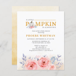 Budget Pumpkin Baby Shower Watercolor Pink Roses