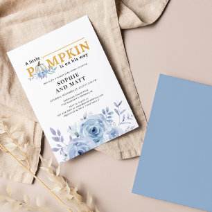 Budget Pumpkin Blue Lilac Boys Baby Shower Card