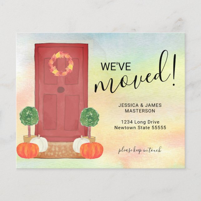 Budget Pumpkin Door We've Moved Fall Moving Card  (Front)