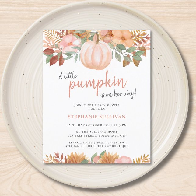 Budget Pumpkin Fall Floral Baby Shower Invitation (Creator Uploaded)