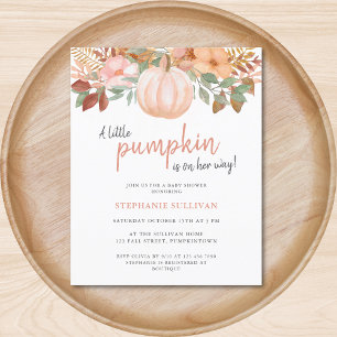 Budget Pumpkin Fall Floral Baby Shower Invitation