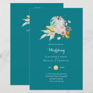 BUDGET Pumpkin Fall Floral Wedding Invite A9