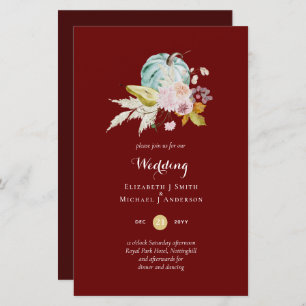 BUDGET Pumpkin Fall Floral Wedding Invite A9