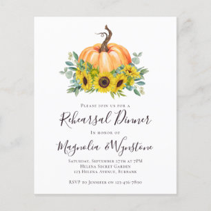 Budget Pumpkin Fall Rehearsal Dinner Invitation
