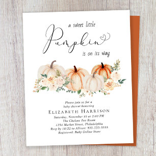 Budget Pumpkin Floral Baby Shower Invitation