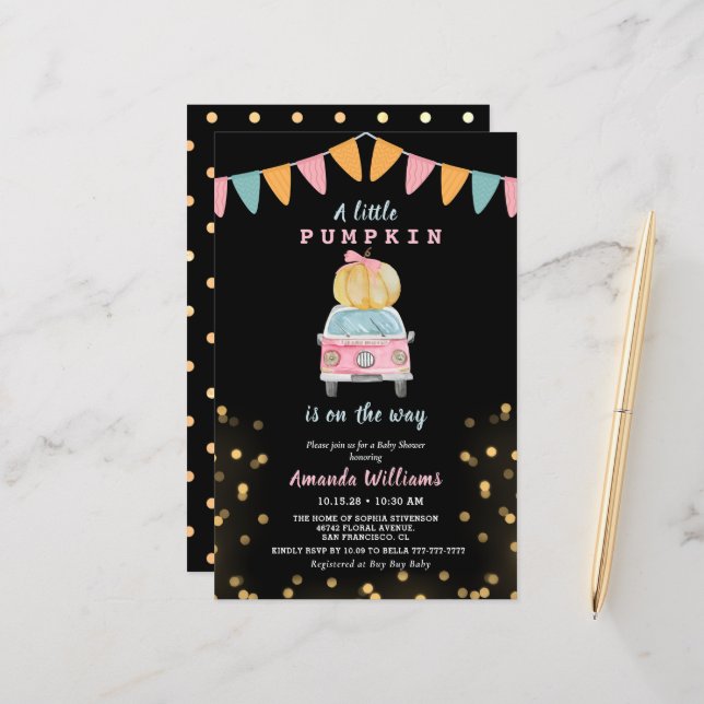 Budget Pumpkin Gold Polka Dot Car Baby Shower (Front/Back In Situ)