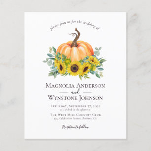 Budget Pumpkin Sunflower Fall Wedding Invitation