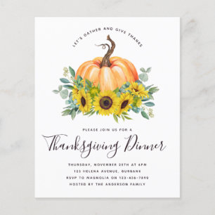 Budget Pumpkin Thanksgiving Dinner Invitation