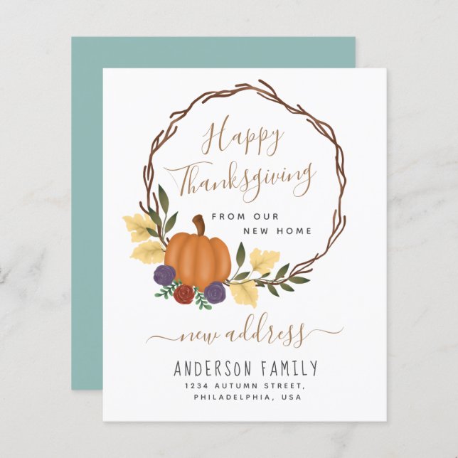 Budget Pumpkin Wreath New Address Announcement (Front/Back)