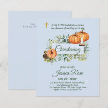 BUDGET PUMPKINS Boys Christening Invites Baptism