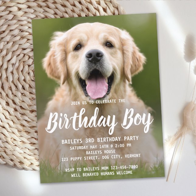 Budget Puppy Dog Birthday Party Pet Photo Invite (Creator Uploaded)