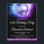 Budget Purple 60th Birthday Party 70's Disco Ball Flyer<br><div class="desc">Budget Sixtieth Birthday Party 70's Disco Ball Party Invitation. The Pink and Purple 60th Birthday Party Invitation is perfect for a modern 60th Birthday Party. Customized matching products can be created by the Designer by request.</div>