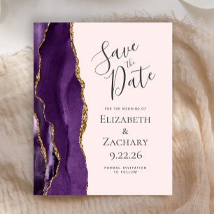 Budget Purple Agate Blush Wedding Save the Date
