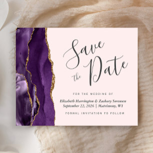 Budget Purple Agate Blush Wedding Save the Date