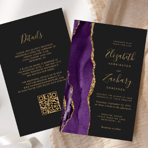 Budget Purple Agate Dark QR Code Wedding