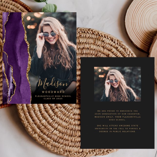 Budget Purple Agate Photo Dark Grad Announcement (Creator Uploaded)