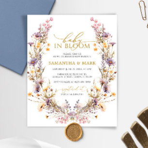 Budget Purple Baby in Bloom Shower Invitation
