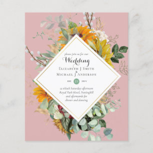 BUDGET Purple Blue Floral Wedding Invitations Flyer