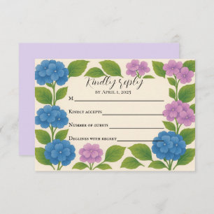 Budget Purple/Blue Hydrangea RSVP Card