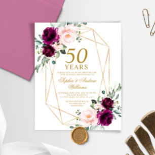 Budget Purple & Blush Wedding Anniversary Invite