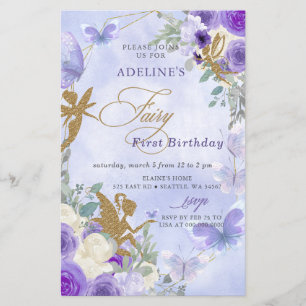 Budget Purple Butterflies Fairy First Birthday 