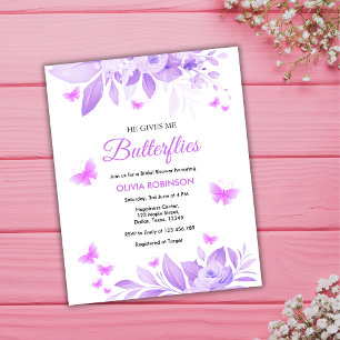 Budget Purple Butterfly Bridal Shower Invitation