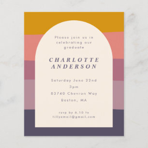 Budget Purple Colour Block Graduation Party Invite