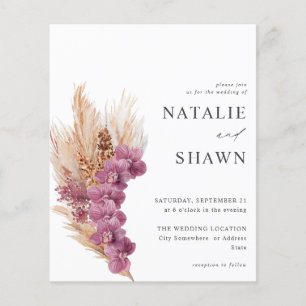 Budget Purple Floral Boho Wedding Flyer