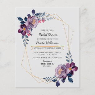 Budget Purple Floral Geometric Bridal Shower