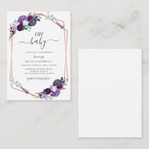 Budget Purple Floral Geometric Girl Baby Shower Card