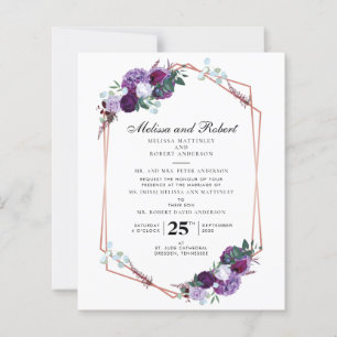 Budget Purple Floral Geometric Rose Gold Wedding