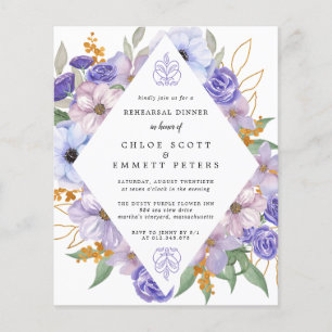 Budget Purple Floral Rehearsal Dinner Invitation