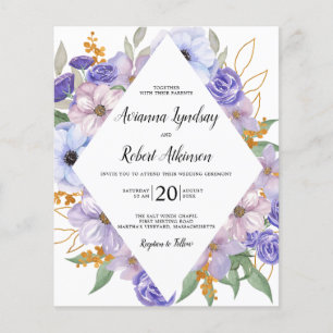 Budget Purple Floral Rustic Botanical Wedding